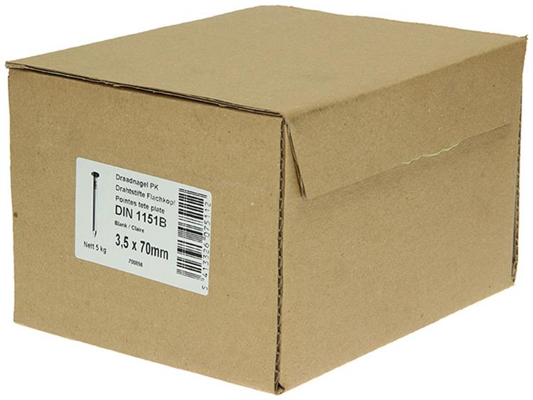 1015649 - doos 5 kg. nagels platte kop 3,5x70 mm | 2 stuks