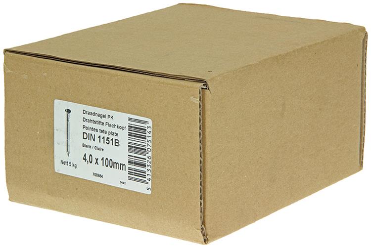 1015652 - doos 5 kg. nagels platte kop 4,0x100 mm | 2 stuks