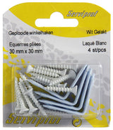 Mack 1013793 - 4 geplooide winkelhaken wit gelakt 30x30mm | 10 stuks