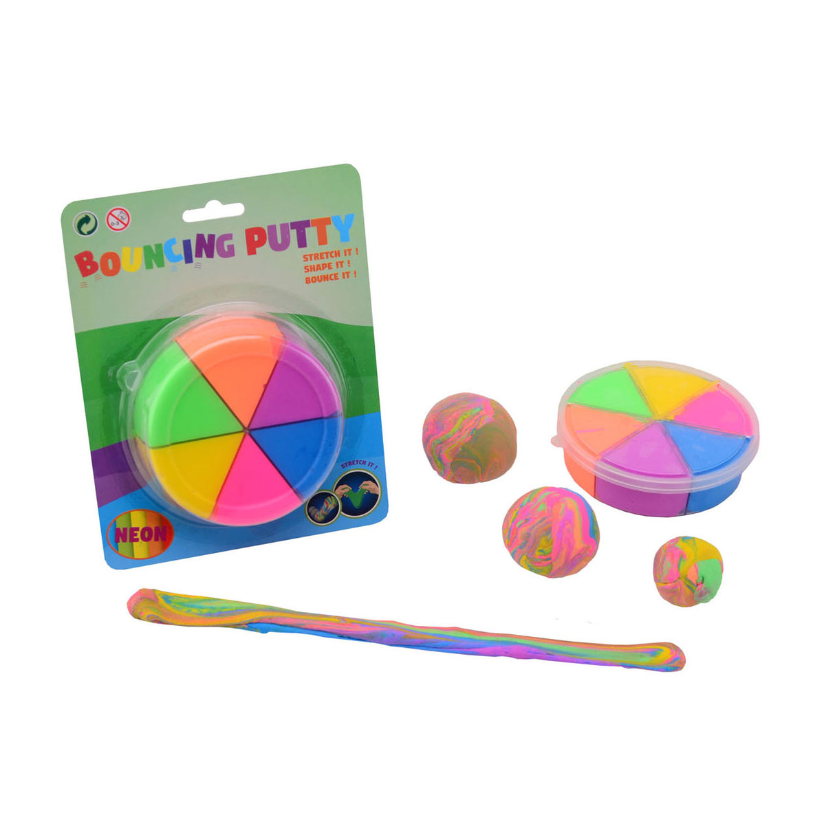 Bouncing putty 6 neon-kleuren