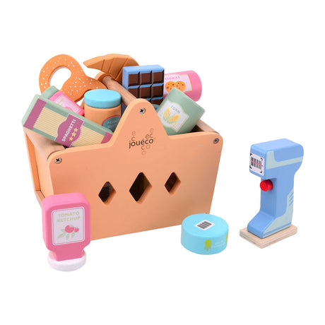 Jouéco – Einkaufswagen mit Lebensmitteln und Scanner – 17,3 cm