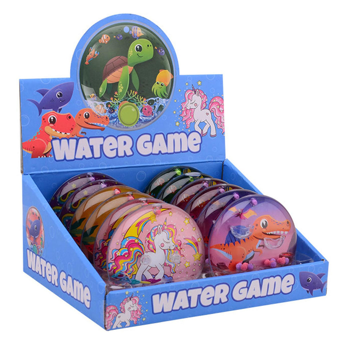 JohnToy Water Game rundt dyr, 12 stykker i displayet