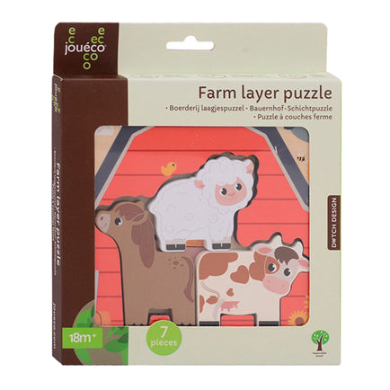 Joueco houten lagenpuzzel boerderij, 7st.