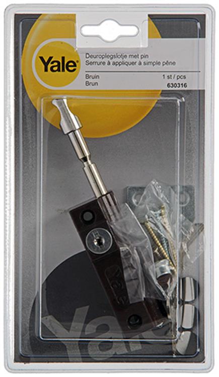 Yale 1019106 - 1 deuroplegslotje, met pin, bruin | 1 stuks