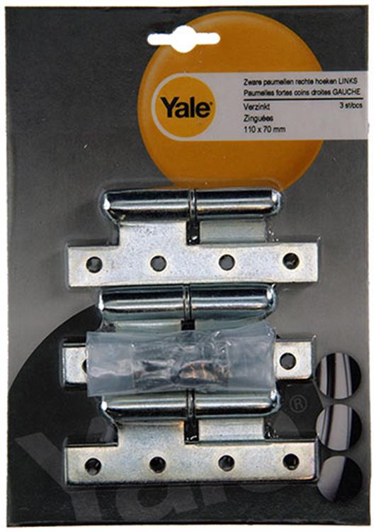 Yale 1019142 - 3 zware paumel.verz.rechte hoek links 110x70mm | 2 stuks