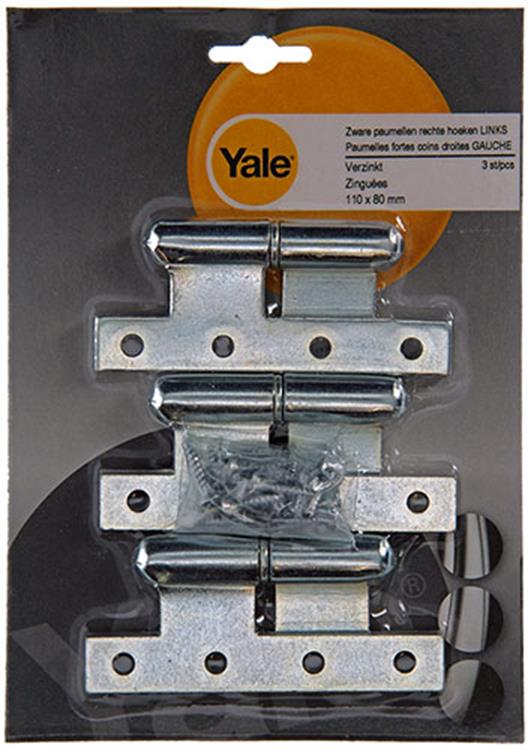Yale 1019149 - 3 zware paumel.verz.rechte hoek links 110x80mm | 2 stuks