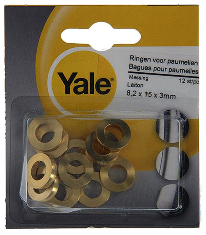Yale 1019169 - 12 ringen voor paumellen messing 8,2x15x3mm | 2 stuks