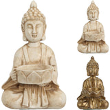 Home Styling Buddha Teelichthalter Gold Creme