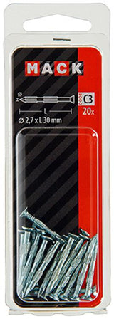Mack 1017186 - stalen ribnagel vk st.gehard + verz.20 st 2,7 x 30 mm | 10 stuks
