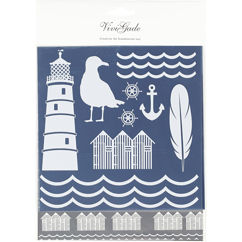 Creativ Company Dekofolie und Transferbogen, Leuchtturm, Bogen 15x15 cm, blau, silber, 2x2 Bogen 1 Karton