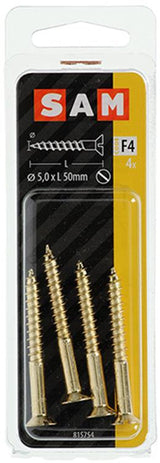 Mack 1019656 - houtschroef verzonken kop messing 4 st 5,5 x 50 mm | 10 stuks