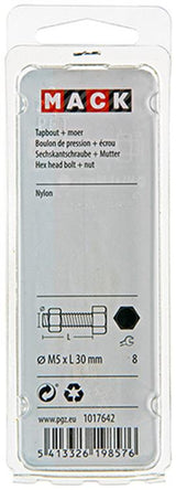 Mack 1017642 - tapbout + moer nylon 6 st m5 x 30 mm | 10 stuks