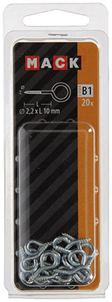 Mack 1017768 - schroefoog staal verzinkt 20st 2,2 x 10 mm | 10 stuks