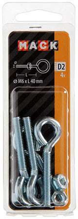Mack 1017791 - schroefoog metrisch + moer verzinkt 4 st m6 x 40 mm | 10 stuks