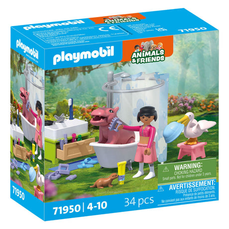 Playmobil | Tierfreunde | Badespaß für Haustiere | Spielzeug ab 4 Jahren | Geschenk für Kinder | regt Kreativität und Interaktion mit Tieren an | Tierpflege und Baden mit Zubehör | 71950