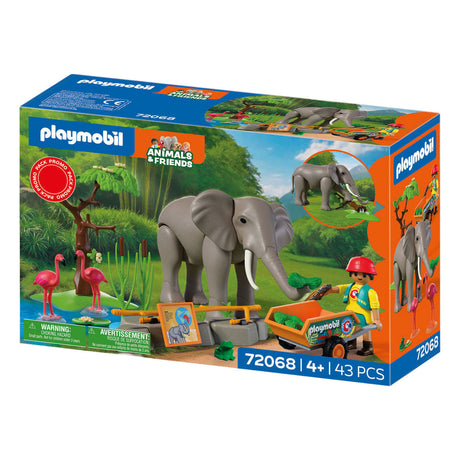 Playmobil Tiere Freunde Elefant mit Tierpfleger | Zoo-Spielzeugset mit 4 Tieren und Gehegezubehör | für Kinder ab 4 Jahren | 72068