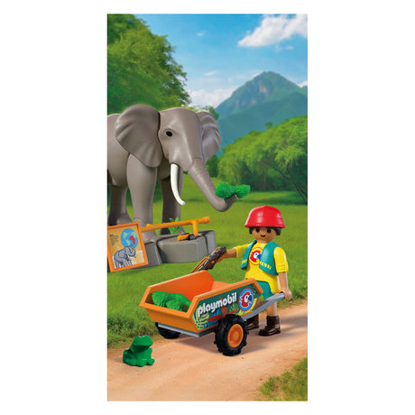 Playmobil Tiere Freunde Elefant mit Tierpfleger | Zoo-Spielzeugset mit 4 Tieren und Gehegezubehör | für Kinder ab 4 Jahren | 72068
