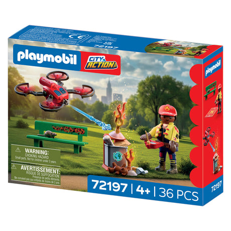 Playmobil city action brandweer blusdrone speelgoed met waterkanon.