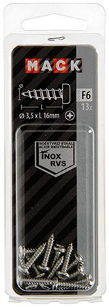 Mack 1019782 - zelftappende schroef cyl.kop a2 13 st 3,5 x 16 mm | 10 stuks