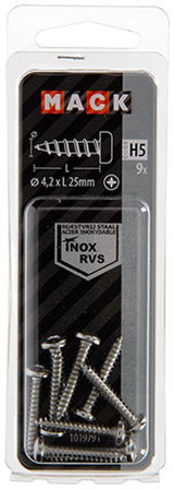 Mack 1019791 - zelftappende schroef cyl.kop a2 9 st 4,2 x 25 mm | 10 stuks