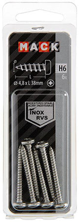 Mack 1019796 - zelftappende schroef cyl.kop a2 6 st 4,8 x 38 mm | 10 stuks