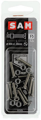 Mack 1019806 - metaalschroef verz. kop + moer rvs 12 st m4x20 | 10 stuks