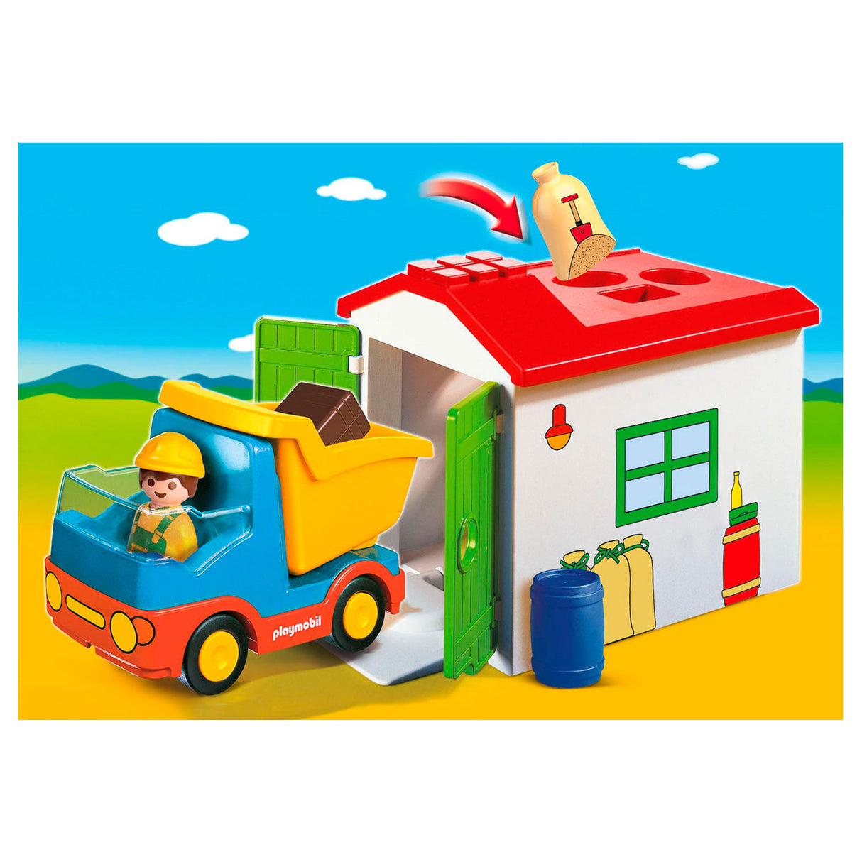 Playmobil 1.2.3. Werkman z garażem sortowania 70184