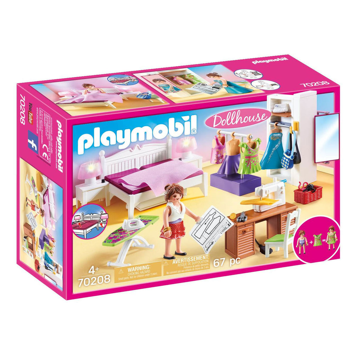 Playmobilpollhouse Schlafzimmer mit Modedesign Hoek 70208