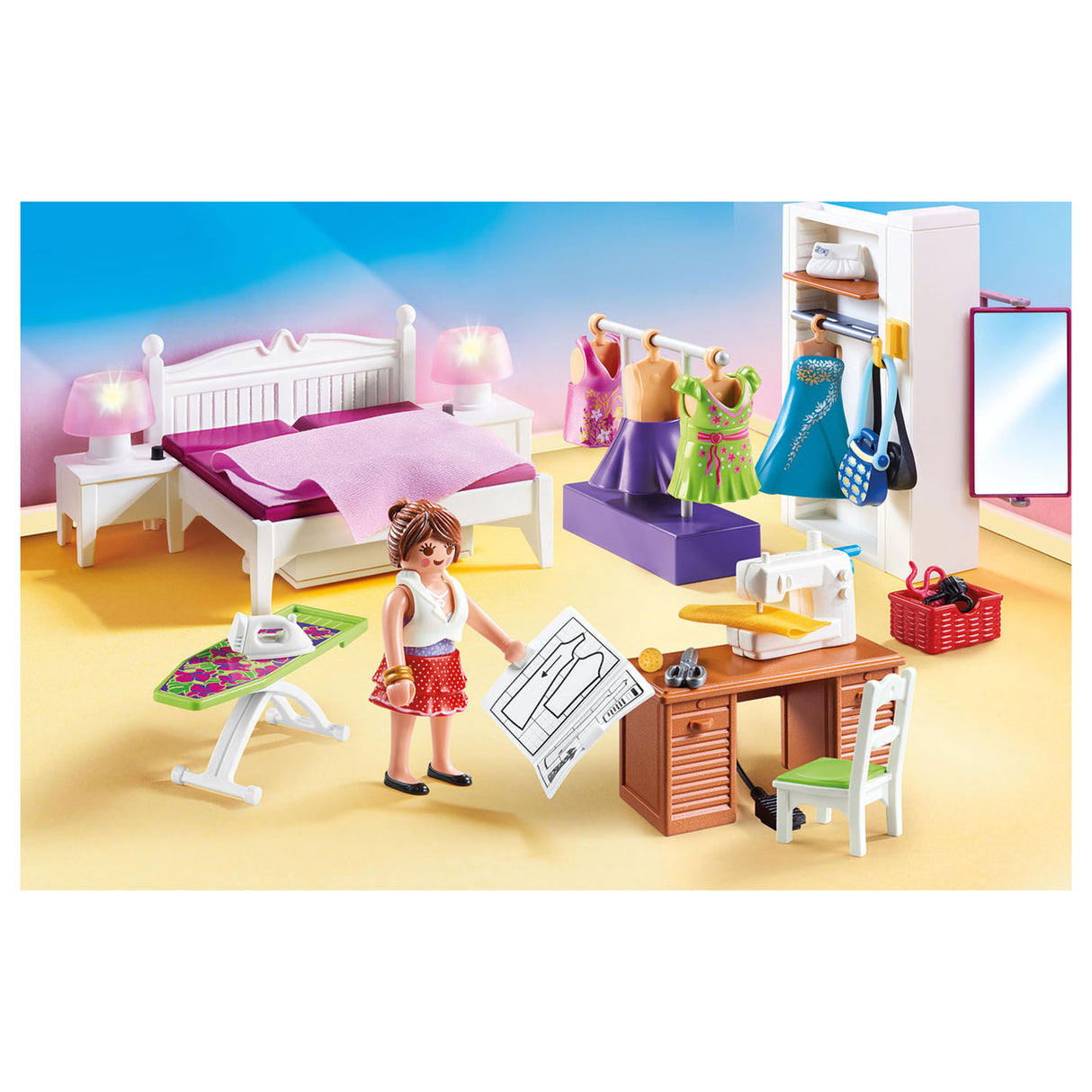 Playmobilpollhouse Schlafzimmer mit Modedesign Hoek 70208