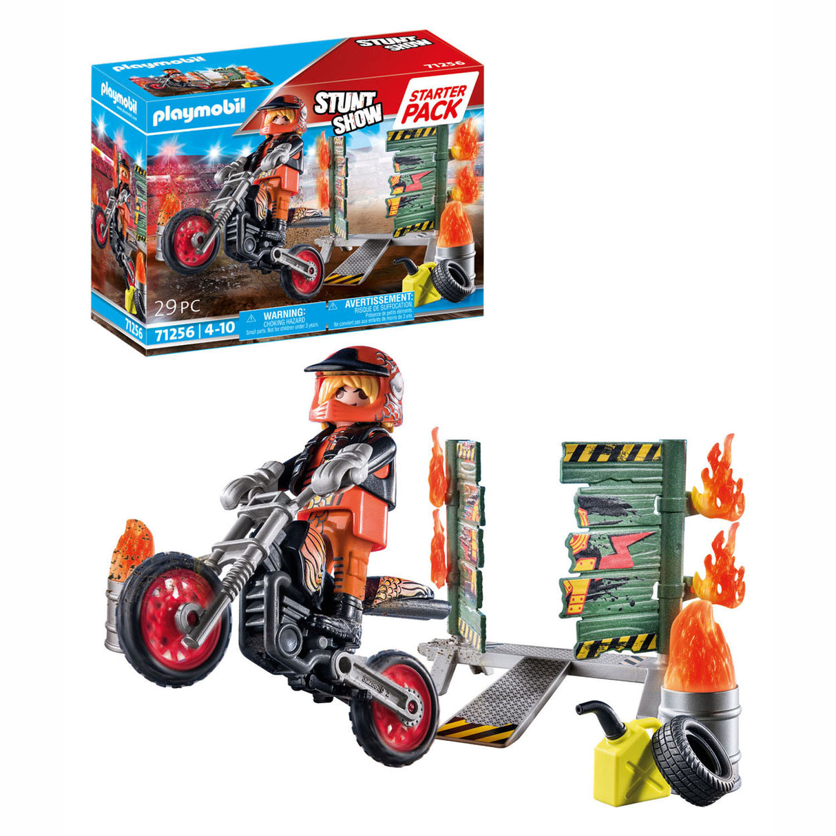 Playmobil Starterpack Stuntshow Motor With Fire Wall 71256