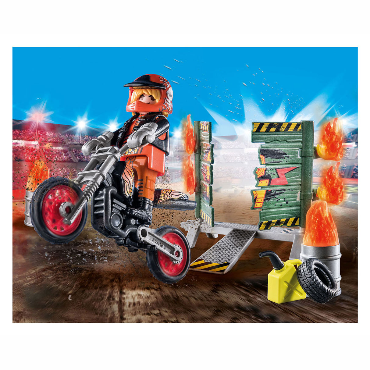 Playmobil Starterpack Stuntshow Motor With Fire Wall 71256