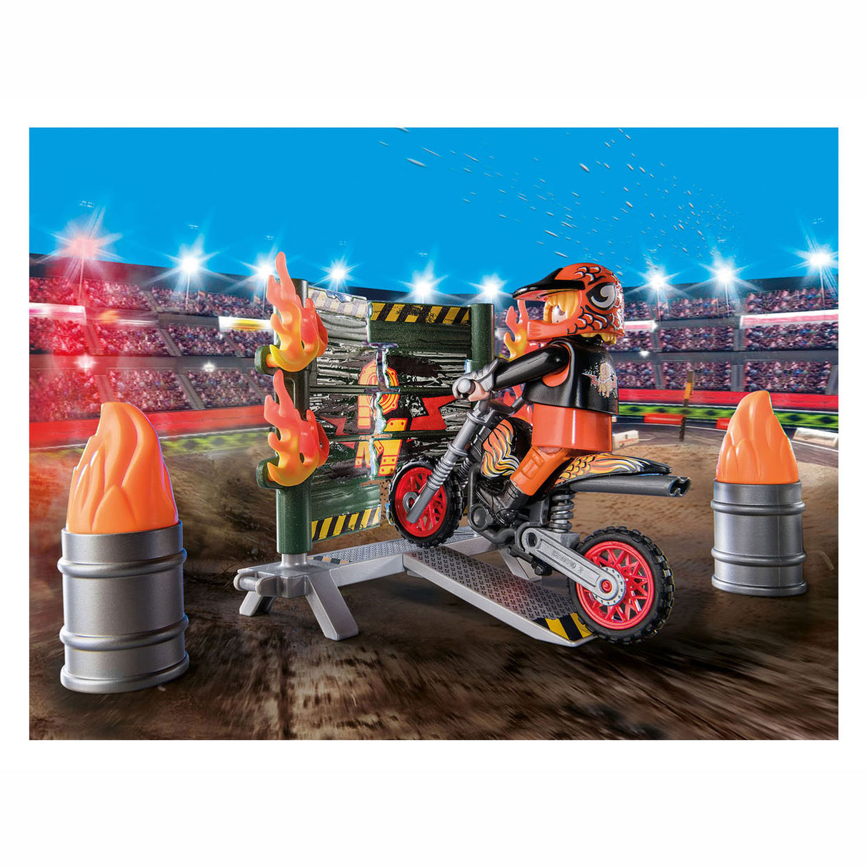 Playmobil Starterpack Stuntshow Motor With Fire Wall 71256