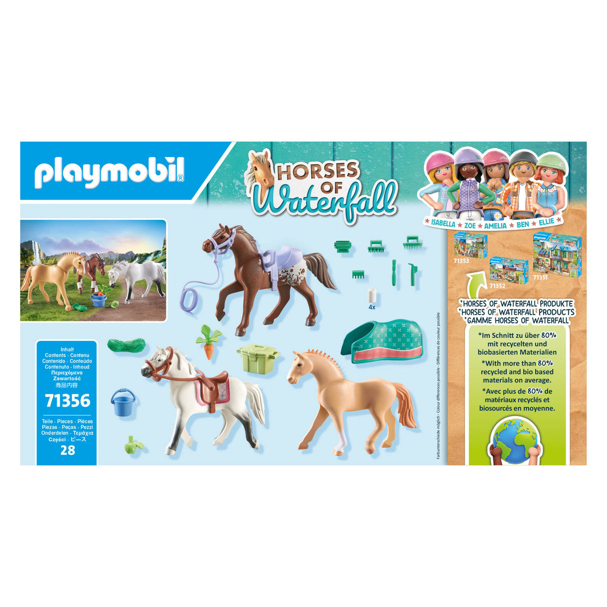 Playmobil hester eller foss 3 hester med tilbehør 71356