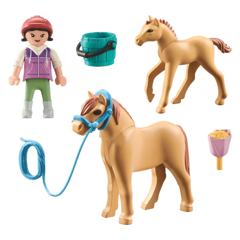 Konie playmobil lub wodospad dziecko z kucykiem i źrebakiem 71498