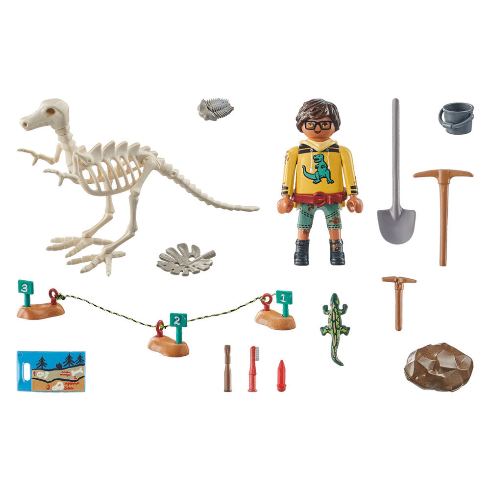 Playmobil Dinos Excavation Area avec dinosaurus squelette 71527