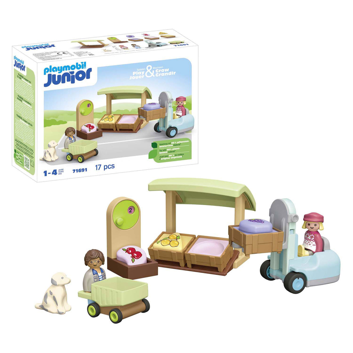 Playmobil 1.2.3. Bio -Marktstand und Gabelstapler - 71691