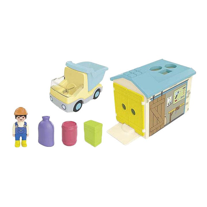 Playmobil junior werkman avec tri garage 71686