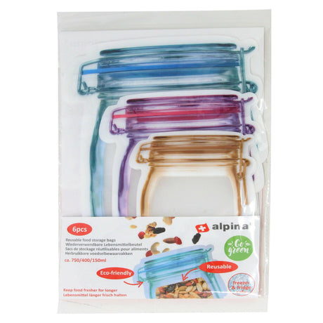 Lifetime Cooking Alpina wiederverwendbare Frischhaltebeutel 150 400 750 ml, 6er-Set