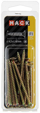 Mack 1017982 - spaanplaatschroef vz kop geelverz. 25st 4,5 x 60 mm | 5 stuks