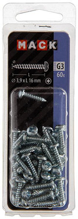 Mack 1018063 - zelftappende schroef cylkop verz. 60 st 3,9 x 16 mm | 5 stuks