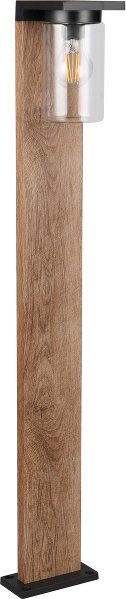 Trio ardila - Mastleuchte - Holzelement - exkl. 1x e27 4w - Dämmerungssensor - Außenbeleuchtung - IP44