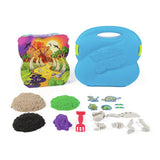 Kinetischer Sand – T-Rex-Entdeckungsset mit 680 g Spielsand, 5 multifunktionalen Fossilienformen und Schaufel – in Aufbewahrungsbox – sensorisches Spielzeug
