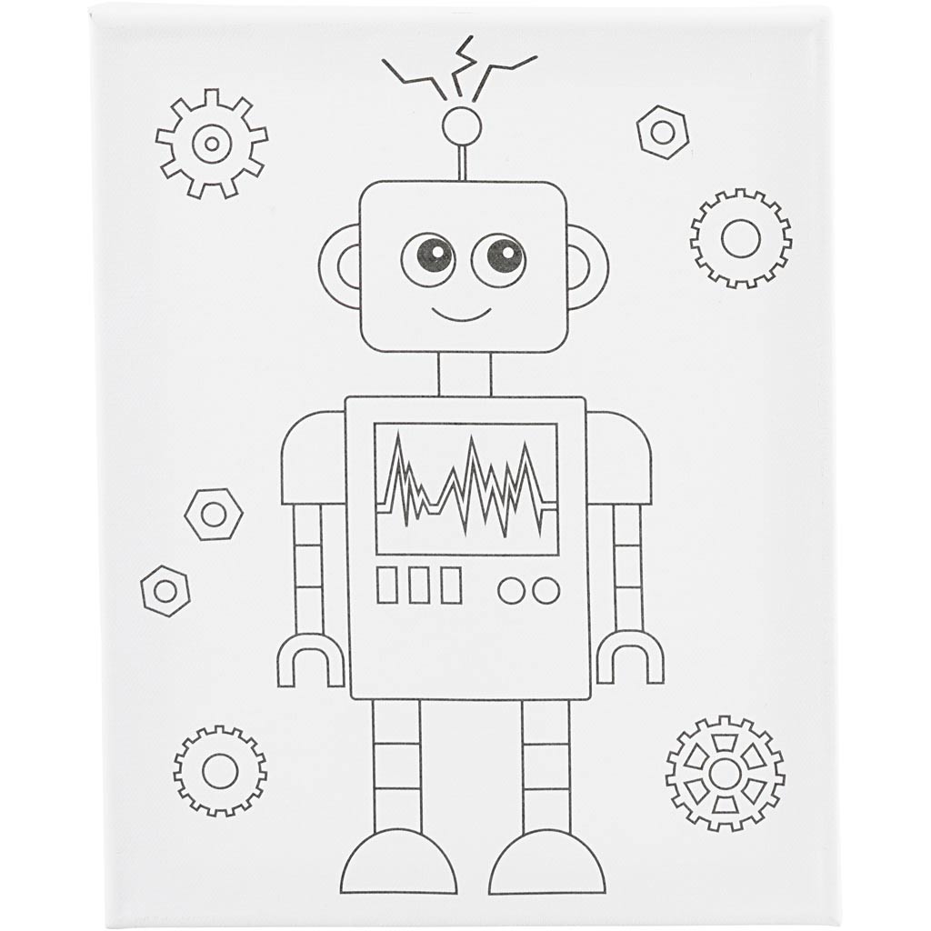 Creativ Company Malleinwand mit Druck, Roboter, D: 1,6 cm, Größe 24x30 cm, 360 g, 1 Stück
