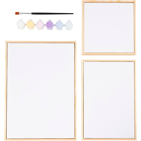 Creativ Company-Set aus gespannter Leinwand mit Farbe und Pinsel
