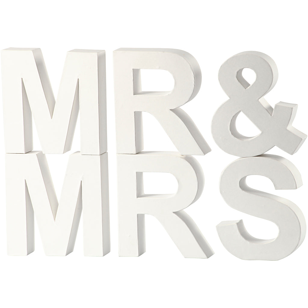 Https: www.cchobby.nl letters-mr-mrs-h-17-5-cm-d-4-5-cm-white-1-set