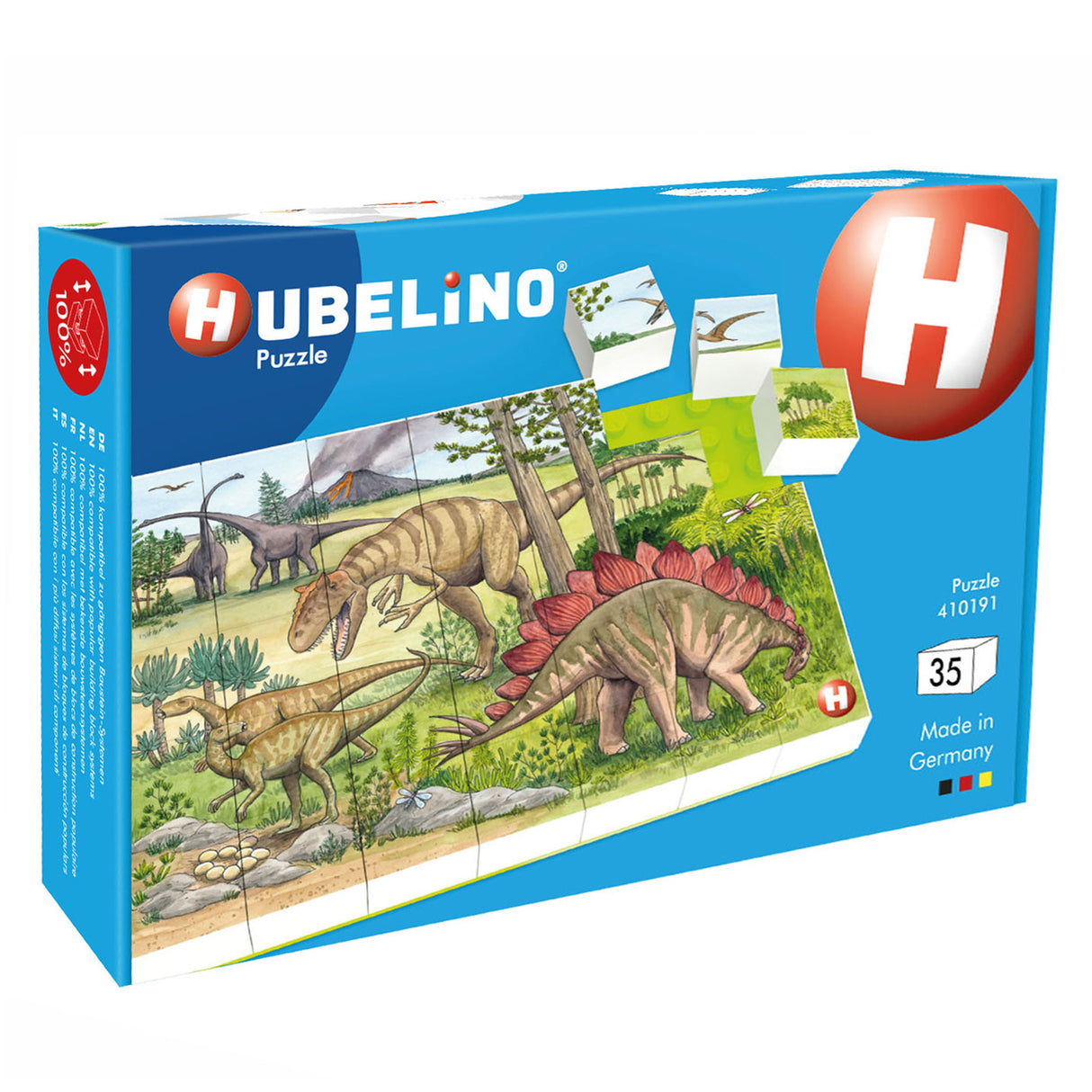Hubelino Blockpuzzle Dinosaurierwelt - 35 Teile.