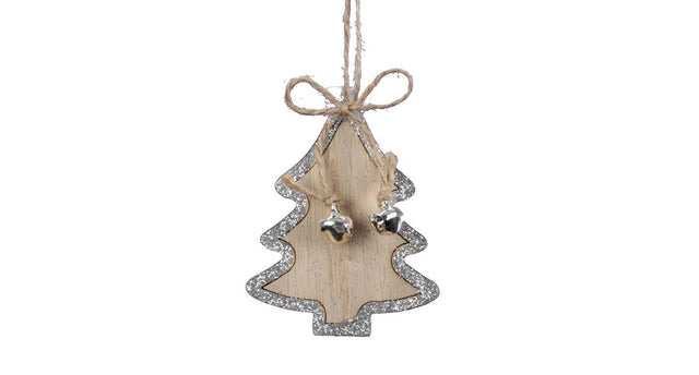 Pb. 8 wooden trees hanging silver 5,5x7 cm
