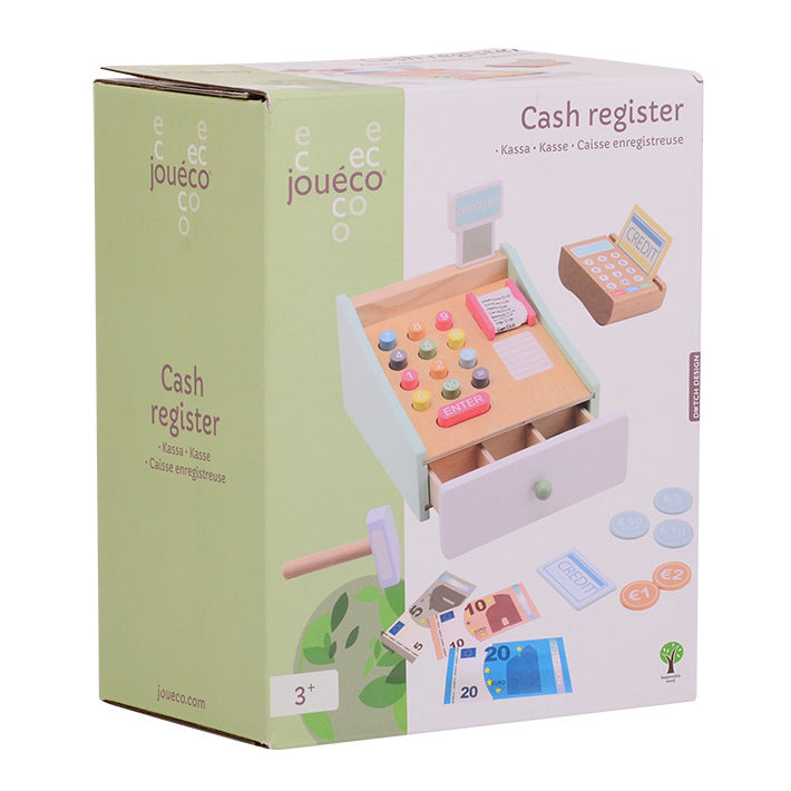 Joueco-Registrierkasse aus Holz mit Scanner