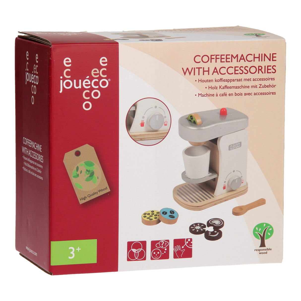 Joueco Holzkaffeemaschine mit Accessoires