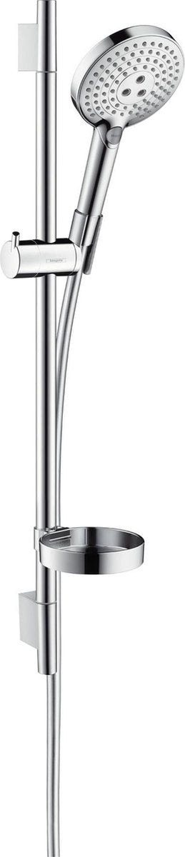 Hansgrohe Raindance Select S Brauseset 120 3jet mit einzigartiger Puro Brausestange 90 cm und verchromter Seifenschale